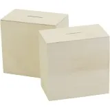 Holzspardosen zum Bemalen, Größe 10x10x6 cm, 10 Stk/ 1 Pck