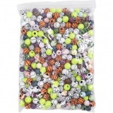 Sportball-Perlen, D 10+11 mm, Lochgröße 1,5+3 mm, 270 g/ 1 Pck