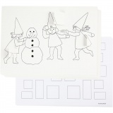 Adventkalender mit Wichtelmännern bei der Schneeballschlacht, A3, Größe 30x42 cm, Weiß, 30 Stk/ 1 Pck