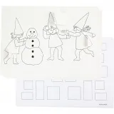 Adventkalender mit Wichtelmännern bei der Schneeballschlacht, A3, Größe 30x42 cm, Weiß, 30 Stk/ 1 Pck