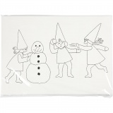 Adventkalender mit Wichtelmännern bei der Schneeballschlacht, A3, Größe 30x42 cm, Weiß, 30 Stk/ 1 Pck