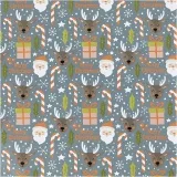 Geschenkpapier, Weihnachtsmann, Weihnachtsgeschenk, Lutscher, Rentier, B 50 cm, 80 g, Grau, 100 m/ 1 Rolle