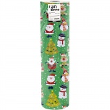 Geschenkpapier, Weihnachtsmann, Weihnachtsbaum, Weihnachtsgeschenk, Rentier, Schneemann und Pinguin, B 50 cm, 80 g, Grün, 100 m/ 1 Rolle