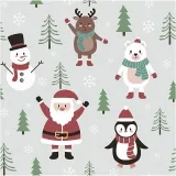 Geschenkpapier, Weihnachtsmann, Schneemann, Rentier, Eisbär und Pinguin, B 50 cm, 80 g, Arktisblau, 5 m/ 1 Rolle