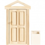 Tür mit Gesims und Briefkasten, H: 5,5+18 cm, B: 3,5+10,5 cm, 1 Pck