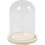 Plastikglas Glocke auf Holzfuß, H 9,5 cm, D 6 cm, Lochgröße 3 mm, 10 Stk/ 1 Pck