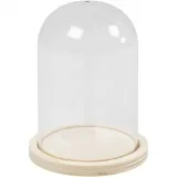 Plexiglas-Glocke auf Holzfuß, H 9,5 cm, D 6 cm, Lochgröße 3 mm, 1 Stk
