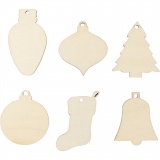 Weihnachtsschmuck, H 5,5-7 cm, B 4-5 cm, Lochgröße 4 mm, 90 Stk/ 1 Pck
