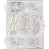 Starter Kreativ Set Schmuck, ca. 175 Stk, Versilbert, 1 Set