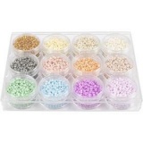Rocailleperlen, D 3 mm, Größe 8/0, Lochgröße 0,6-1,0 mm, Pastellfarben, 12x17 g/ 1 Pck
