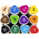 Zeichenmarker, Strichstärke 1+8 mm, Standard-Farben, 12 Stk/ 1 Pck
