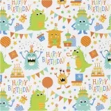 Geschenkpapier, Geburtstag, B 50 cm, 80 g, Fröhliche Farben, 5 m/ 1 Rolle