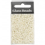 Rocailleperlen, D 3 mm, Größe 8/0, Lochgröße 0,6-1,0 mm, Creme, 25 g/ 1 Pck