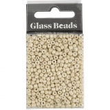 Rocailleperlen, D 3 mm, Größe 8/0, Lochgröße 0,6-1,0 mm, Creme, 25 g/ 1 Pck