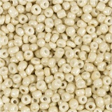 Rocailleperlen, D 3 mm, Größe 8/0, Lochgröße 0,6-1,0 mm, Creme, 25 g/ 1 Pck
