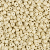 Rocailleperlen, D 3 mm, Größe 8/0 , Lochgröße 0,6-1,0 mm, Creme, 25 g/ 1 Pck