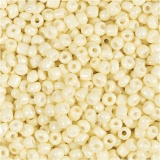 Rocailleperlen, D 3 mm, Größe 8/0, Lochgröße 0,6-1,0 mm, Hellgelb, 25 g/ 1 Pck