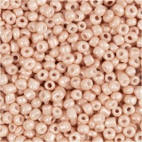 Rocailleperlen, D 3 mm, Größe 8/0, Lochgröße 0,6-1,0 mm, Staubrosé, 25 g/ 1 Pck