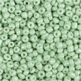 Rocailleperlen, D 3 mm, Größe 8/0, Lochgröße 0,6-1,0 mm, Hellgrün, 25 g/ 1 Pck