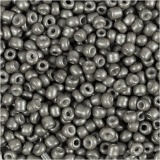 Rocailleperlen, D 3 mm, Größe 8/0, Lochgröße 0,6-1,0 mm, Grau, 25 g/ 1 Pck