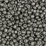 Rocailleperlen, D 3 mm, Größe 8/0 , Lochgröße 0,6-1,0 mm, Grau, 25 g/ 1 Pck