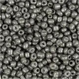 Rocailles-Perlen, D 3 mm, Größe 8/0, Lochgröße 0,6-1,0 mm, Grau, 25 g/ 1 Pck