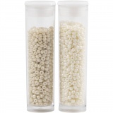 Rocailleperlen, D 1,7 mm, Größe 15/0, Lochgröße 0,5-0,8 mm, Beige, Perlmutt, 2x7 g/ 1 Pck