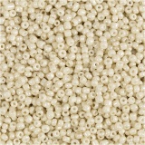 Rocailleperlen, D 1,7 mm, Größe 15/0, Lochgröße 0,5-0,8 mm, Creme, 25 g/ 1 Pck