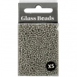 Rocailleperlen, D 1,7 mm, Größe 15/0, Lochgröße 0,5-0,8 mm, Hellgrau, 25 g/ 1 Pck