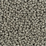 Rocailleperlen, D 1,7 mm, Größe 15/0, Lochgröße 0,5-0,8 mm, Hellgrau, 25 g/ 1 Pck