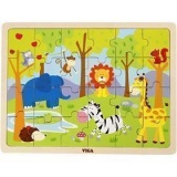 VIGA Holzpuzzle, Safari-Tiere, Größe 30x22,5 cm, 1 Stk, 24 Stücke