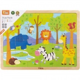 VIGA Holzpuzzle, Safari-Tiere, Größe 30x22,5 cm, 1 Stk, 24 Stücke