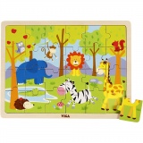 VIGA Holzpuzzle, Safari-Tiere, Größe 30x22,5 cm, 1 Stk, 24 Stücke