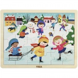 VIGA Holzpuzzle Jahreszeiten, Winter, Größe 30x22,5 cm, 24 Stücke, 1 Stk
