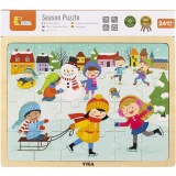 VIGA Holzpuzzle Jahreszeiten, Winter, Größe 30x22,5 cm, 24 Stücke, 1 Stk