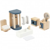 VIGA Puppenhausmöbel, Badezimmer, Größe 2x2x7,5 cm, 7 Teile/ 1 Set