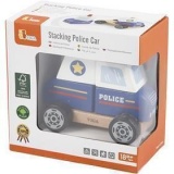 VIGA Polizeiauto aus Holzklötzen, Polizeiauto, Größe 13x10x8 cm, 1 Stk