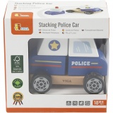 VIGA Polizeiauto aus Holzklötzen, Polizeiauto, Größe 13x10x8 cm, 1 Stk