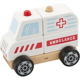 VIGA Ambulanzwagen aus Holzklötzen, Ambulanz, Größe 13x10x8 cm, 1 Stk