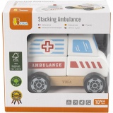 VIGA Ambulanzwagen aus Holzklötzen, Ambulanz, Größe 13x10x8 cm, 1 Stk