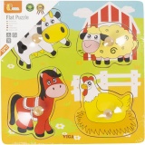 VIGA Holzpuzzle mit Greifknöpfen, Bauernhoftiere, Größe 22x22 cm, 4 Stücke, 1 Stk