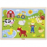 VIGA Holzpuzzles, Bauernhoftiere, Größe 30x22,5 cm, 24 Stücke, 1 Stk