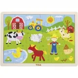 VIGA Holzpuzzles, Bauernhoftiere, Größe 30x22,5 cm, 24 Stücke, 1 Stk
