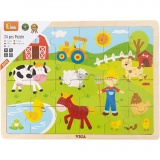 VIGA Holzpuzzles, Bauernhoftiere, Größe 30x22,5 cm, 24 Stücke, 1 Stk