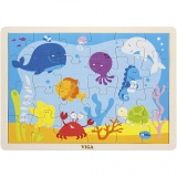 VIGA Holzpuzzle, Meerestiere, Größe 30x22,5 cm, 24 Stücke, 1 Stk
