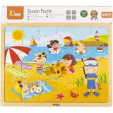 VIGA Holzpuzzle Jahreszeiten, Sommer, Größe 30x22,5 cm, 1 Stk, 24 Stücke