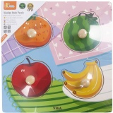 VIGA Laubsäge-Puzzle aus Holz mit Griff, Obst und Bauernhoftiere, Größe 22x22 cm, 2x4 Stücke, 2 Teile/ 1 Set