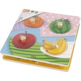 VIGA Laubsäge-Puzzle aus Holz mit Griff, Obst und Bauernhoftiere, Größe 22x22 cm, 2x4 Stücke, 2 Teile/ 1 Set