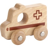 VIGA Holzauto, Krankenwagen, H 4,2 cm, L 9 cm, B 7,5 cm, 1 Stk