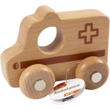 VIGA Holzauto, Krankenwagen, H 4,2 cm, L 9 cm, B 7,5 cm, 1 Stk